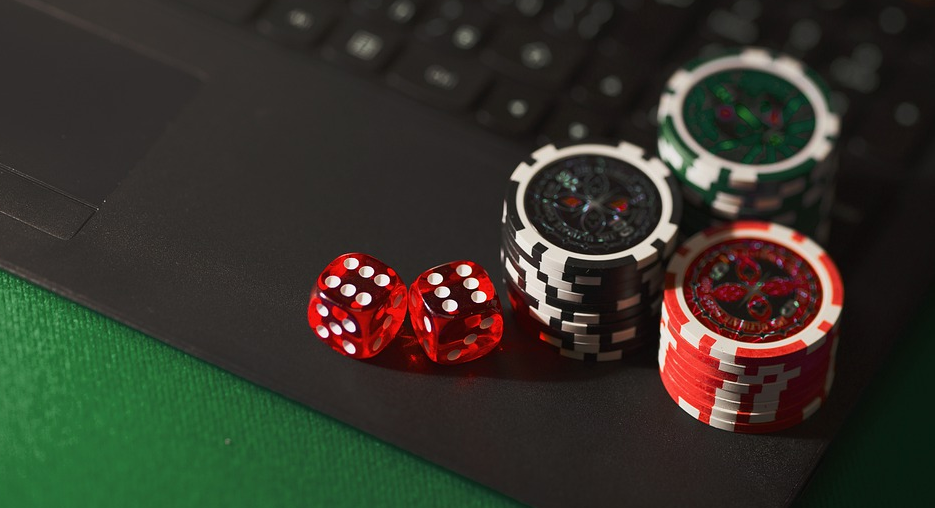 dice on laptop